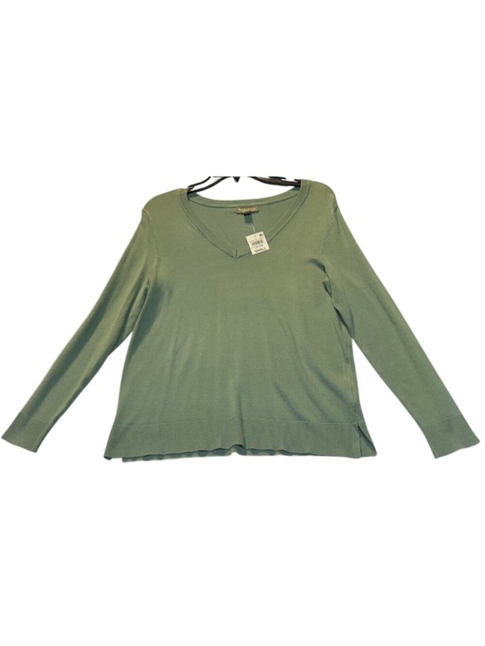 Style & Co Womens Size Small Pull over Green V-Neck Knit Sweater New With Tags
